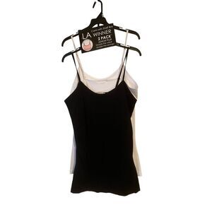 LA Winner 2 Pk Camis w/ Shelf Bra OS Plus